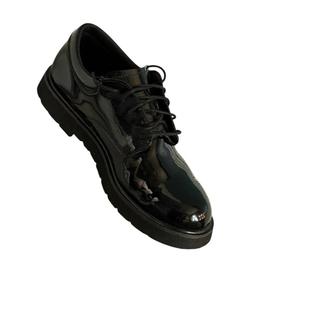 Bates Black High Gloss Uniform Dress‎ Oxford Lace Up Shoes E22141 Men’s SZ 10M